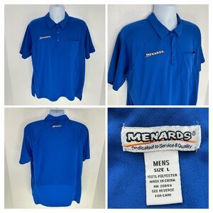 Menards Employee Polo Shirt Mens Large Blue Uniform Workwear Streetwear